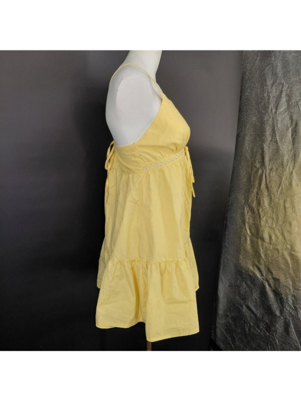 Sundress Dress Womens Large Yellow Crochet Empire Waist Boho Summer Spring Beach - Picture 8 of 14